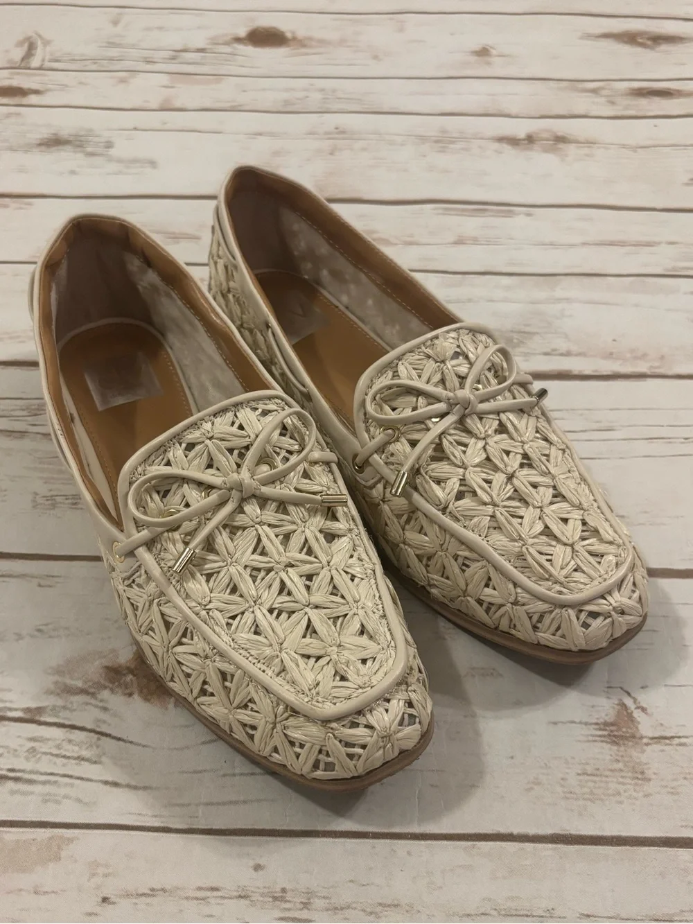Dolce Vita Modern Loafers Ivory Raffia Size 9.5